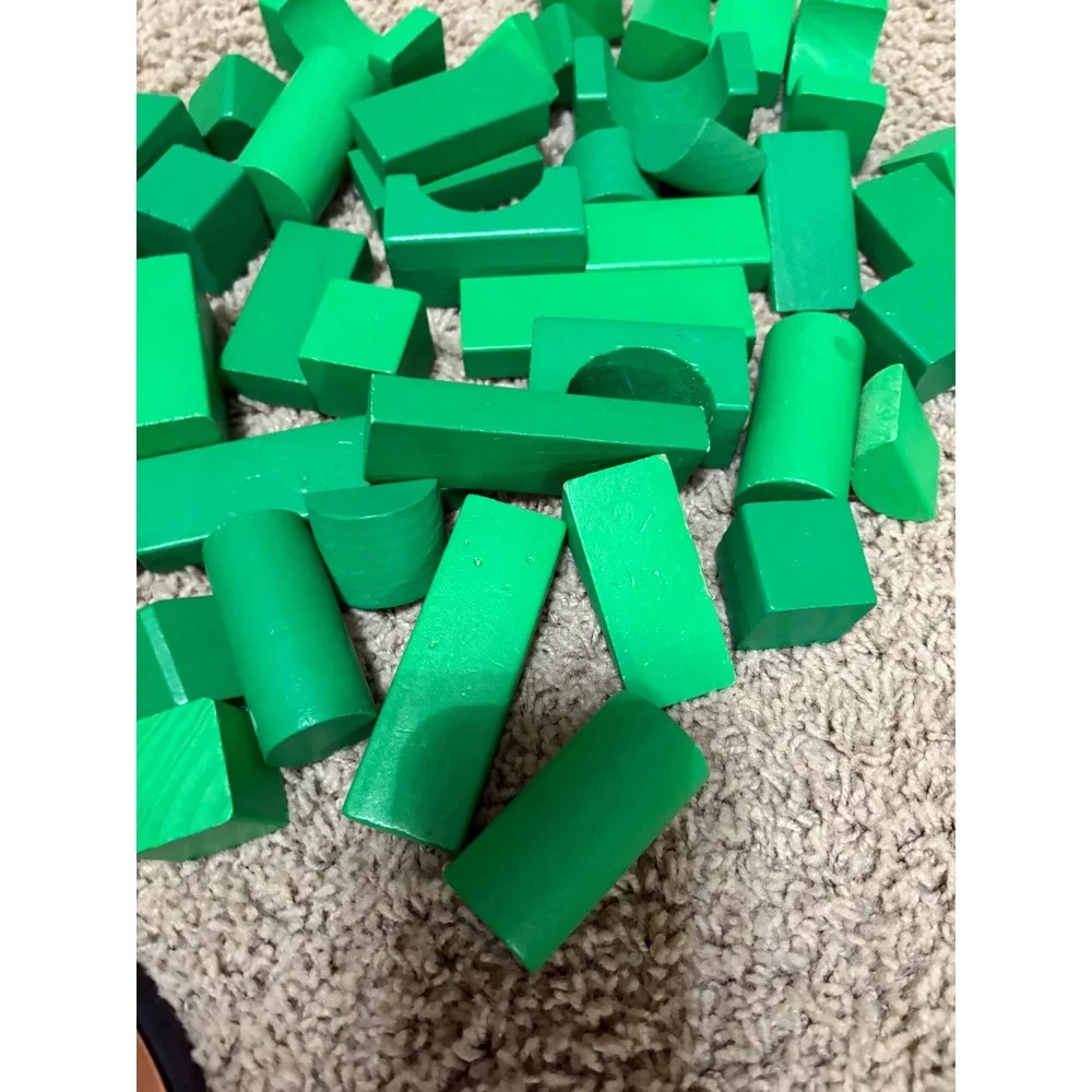 Melissa & Doug Colorful Wooden Building Blocks Set Kids Toddlers Educational‎